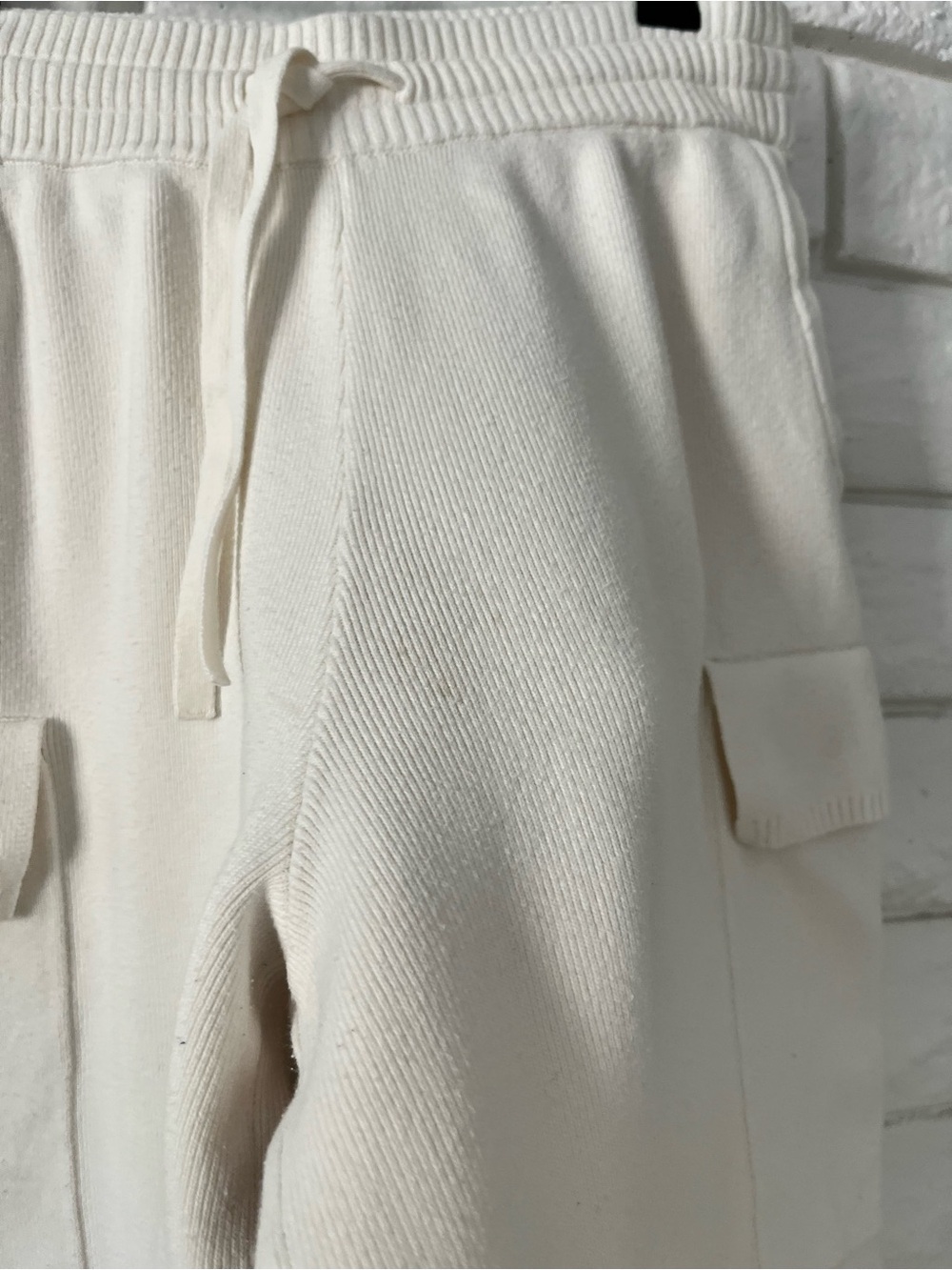 Alo Scholar Knit Cargo Pants Ivory High Waist Wide Leg Small - Picture 7 of 12
